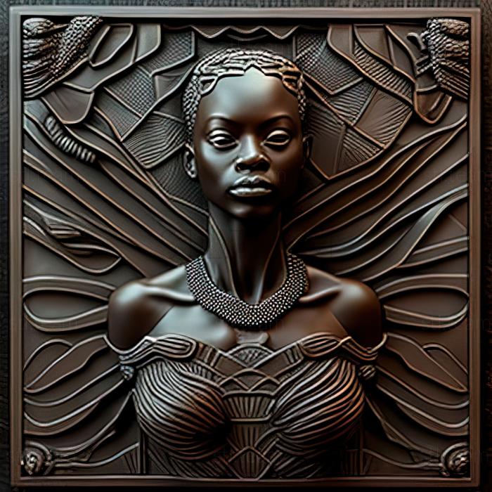 3D model Okoye Black Panther actress Danai Gurira (STL)